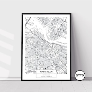 Amsterdam Wall Art | Amsterdam Street Map Print | Home Decor Print | Art Travel Poster | Artful Travel Gift Memento Idea | Netherlands