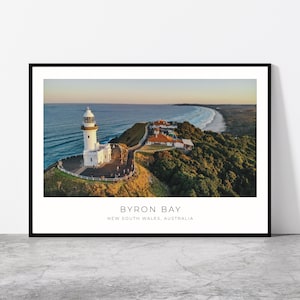 Byron Bay Wall Art | Byron Bay Artful Travel Poster Print Photo | Cape Byron Lighthouse | Landscape | New South Wales, Australia