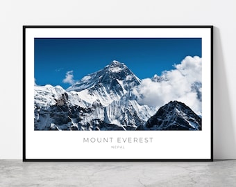 Mount Everest Wall Art | Mt Everest Artful Travel Poster Print Photo | Mountain Landscape Photo | Nepal