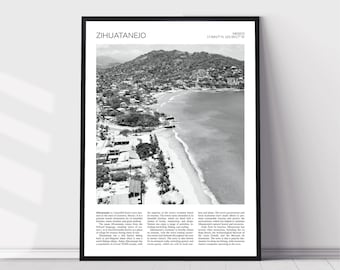 Zihuatanejo Wall Art | Zihuatanejo Home Decor | Playa la Madera, Ixtapa | Mexican Artful Travel Gift | Guerrero, Mexico Art Poster Print