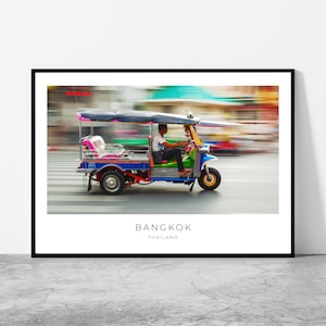 Bangkok Wall Art | Tuk Tuk Driver, Bangkok Artful Travel Poster Print Photo | Cityscape | Thailand, Southeast Asia