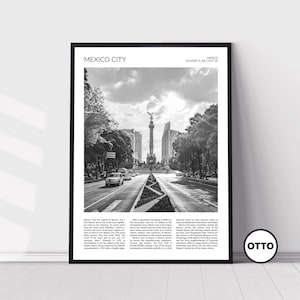 Mexico City Wall Art | Angel of Independence Monument | Artful Travel Poster Print Photo |  Paseo de La Reforma Avenue | Cityscape | Mexico