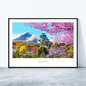 Japan Wall Art | Japan Artful Travel Poster Print Photo | Osaka Castle, Sakura | Cityscape | Asia