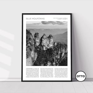 Blue Mountains Wall Art | Three Sisters, Blue Mountains Artful Travel Poster Print Photo | Landscape Skyline | New South Wales, Australia