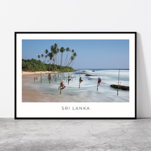 Sri Lanka Wall Art | Sri Lanka Artful Travel Poster | Fishermen, Koggala Beach, Landscape | Indian Ocean, South Asia