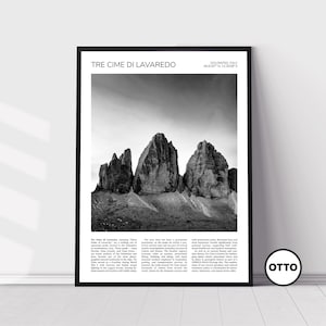 Tre Cime di Lavaredo Wall Art | Tre Cime di Lavaredo Artful Travel Poster Print Photo | Mount Paterno, Dolomites | Landscape | Italy, Europe