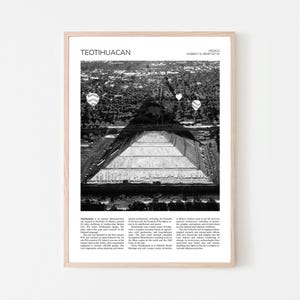 Teotihuacan Wall Art | Pyramid of the Sun, Teotihuacan Artful Travel Poster Print Photo | Aerial Landscape | Mexico