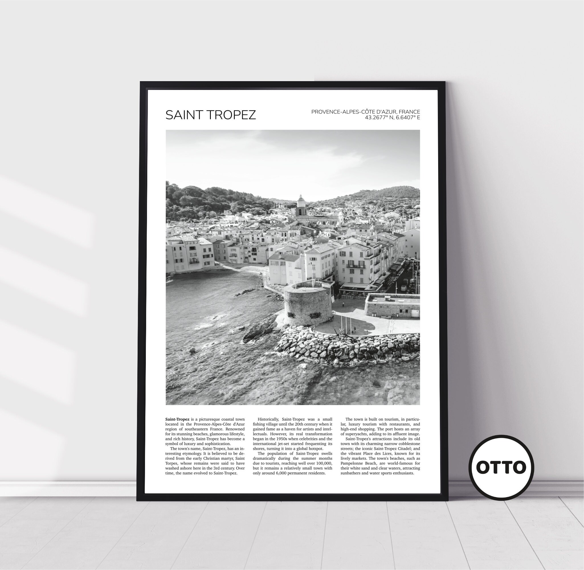 Saint-Tropez Wall Art | St Tropez Home Decor | Provence, Cote d'Azur | Aerial City View | Artful Travel Gift | France Art Poster Print