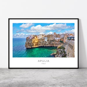 Apulia Wall Art | Apulia Artful Travel Poster Print Photo | Polignano a Mare Cityscape | Bari, Italy, Europe