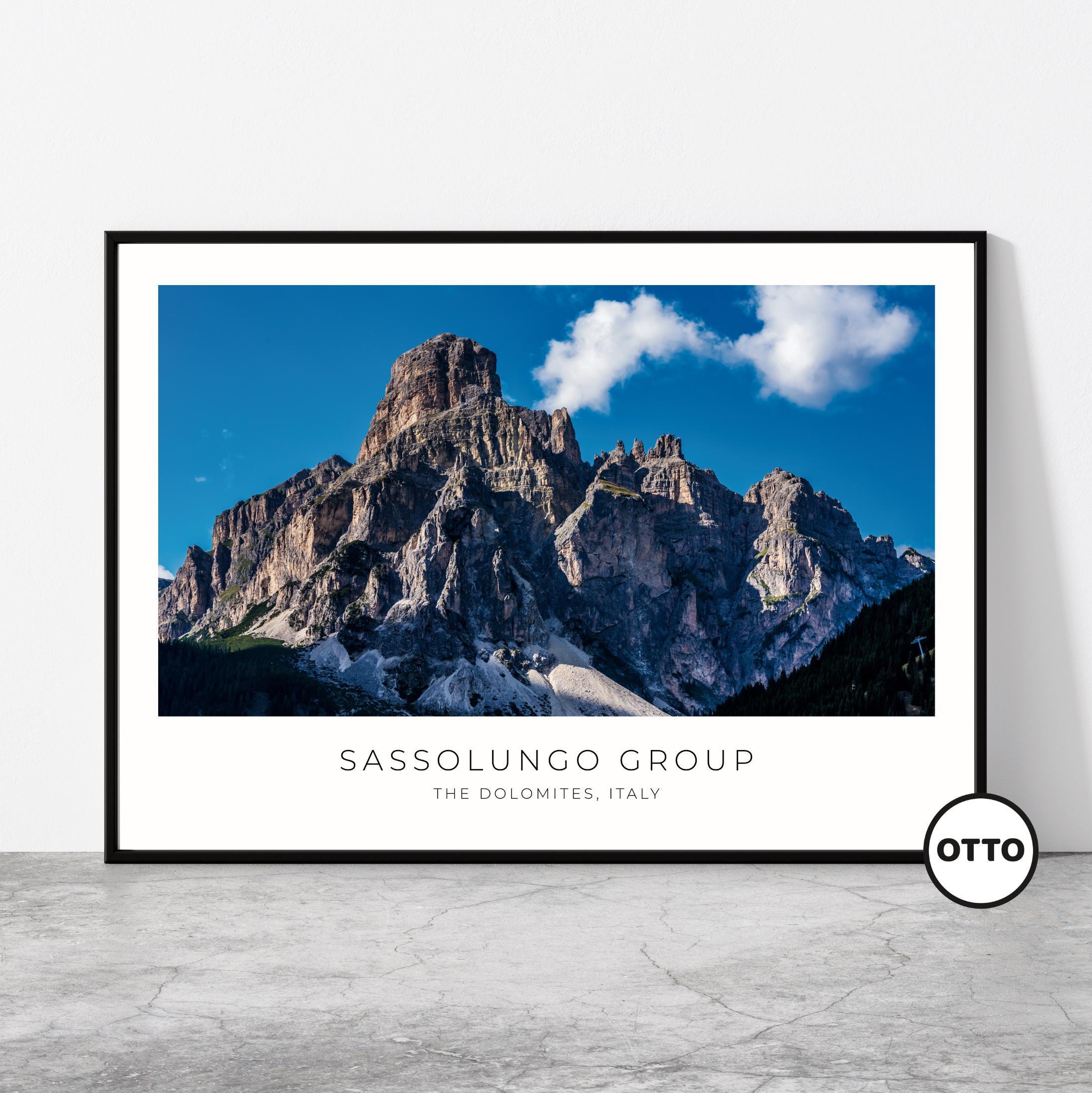 Sassolungo Group Wall Art Print, Dolomites Travel Poster