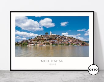 Michoacan Travel Poster Print: Lake Pátzcuaro, Island of Janitzio