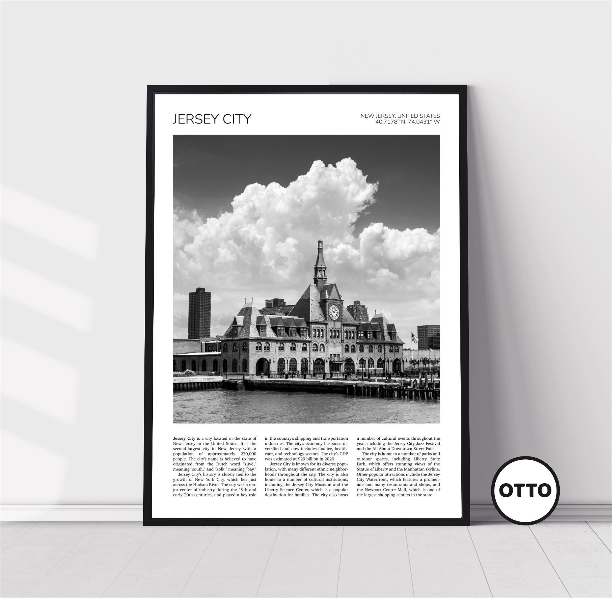 Jersey City Wall Art | Jersey City Artful Travel Poster Print Photo | Cityscape | Central Railroad of New Jersey Terminal, USA