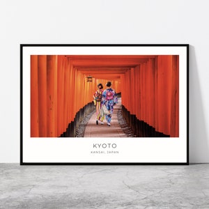 Kyoto Wall Art | Fushimi Inari Shrine, Kyoto Artful Travel Poster Print Photo | Cityscape | Japan