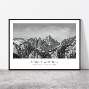 Mount Whitney Wall Art | Mt Whitney, California Home Decor | Mountain Landscape | American Artful Travel Gift | USA Art Poster Print