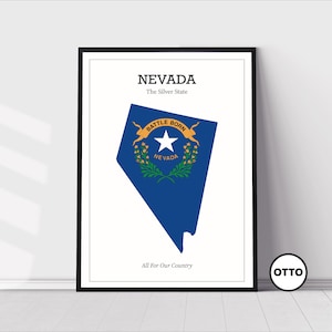 Nevada State Wall Art | State of Nevada Map Outline Home Decor Print | Flag Art Travel Poster | Artful Photo Travel Gift Idea | USA