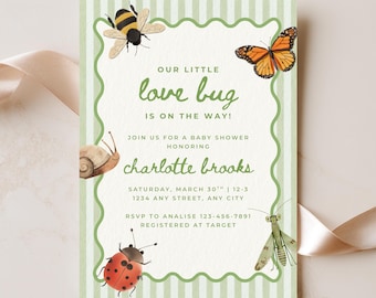 Love Bug Baby Shower Invitation Template | Spring Baby Shower, love bug baby invite, Little love bug, lady bug invite |