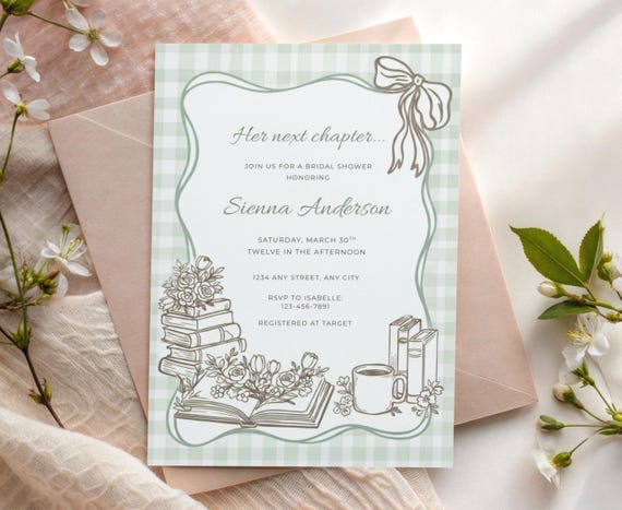 Her Next Chapter Bridal Shower Invitation Template | A New Chapter Begins, New Chapter Invite, Book Lover Wedding, Storybook Shower | 011
