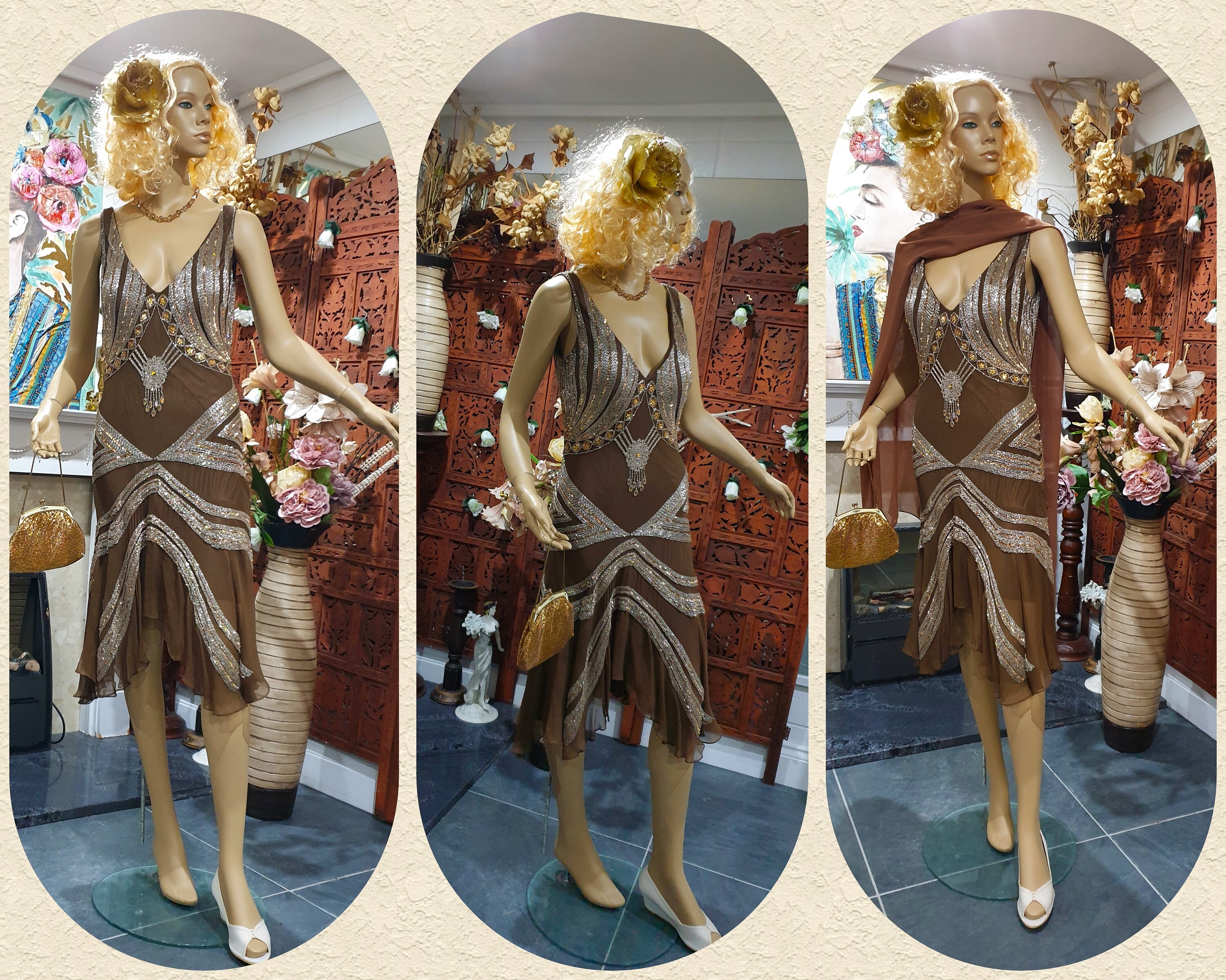 1920's Flapper Dress, Chocolate Brown Silk Flapper, Peaky Blinders Bias Cut Silk Dress, Great Gatsby Flapper Size 10UK, 6USA 1920's Flapper Dress, Chocolate Brown Silk Flapper, Peaky Blinders Bias Cut Silk Dress, Great Gatsby Flapper Size 10UK, 6USA
