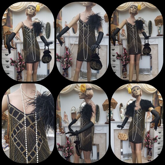 1920s Hand Beaded Gatsby Flapper Party Cap - The Garçonne - Black Jet