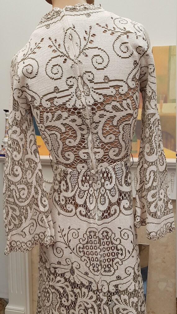 Vintage Art Deco Cotton Lace Dress, Original Art … - image 5