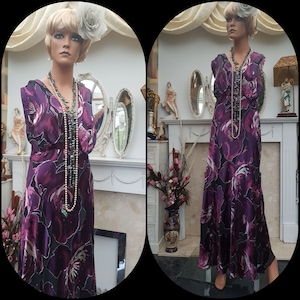 1930 Downton Abtei Abendkleid Perlen Seide Abendkleid Größe 22UK 18US