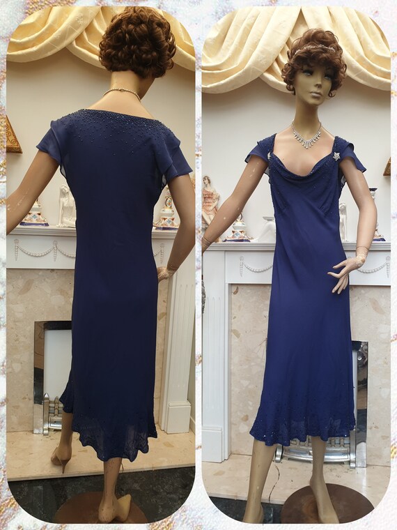 20's 30's Beaded Silk Flapper Dress Bias Cut Sequi