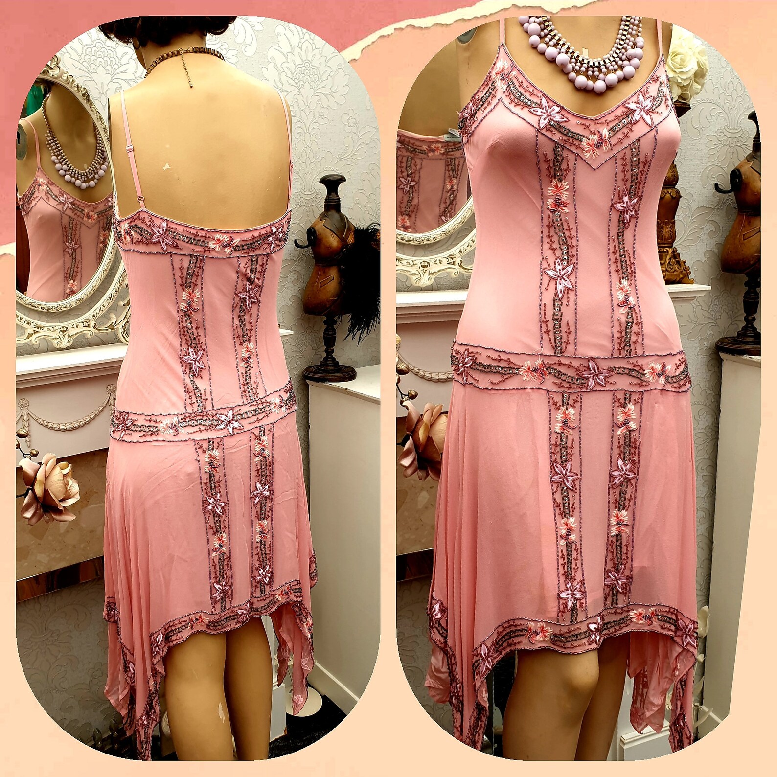 20's 30's Flapper Dress Art Deco Beaded Dress Drop Etsy UK