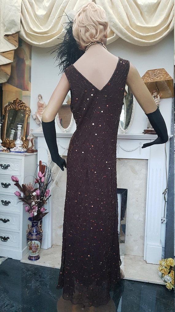 1920' Flapper Dress 30's Art Deco Beaded Evening … - image 8