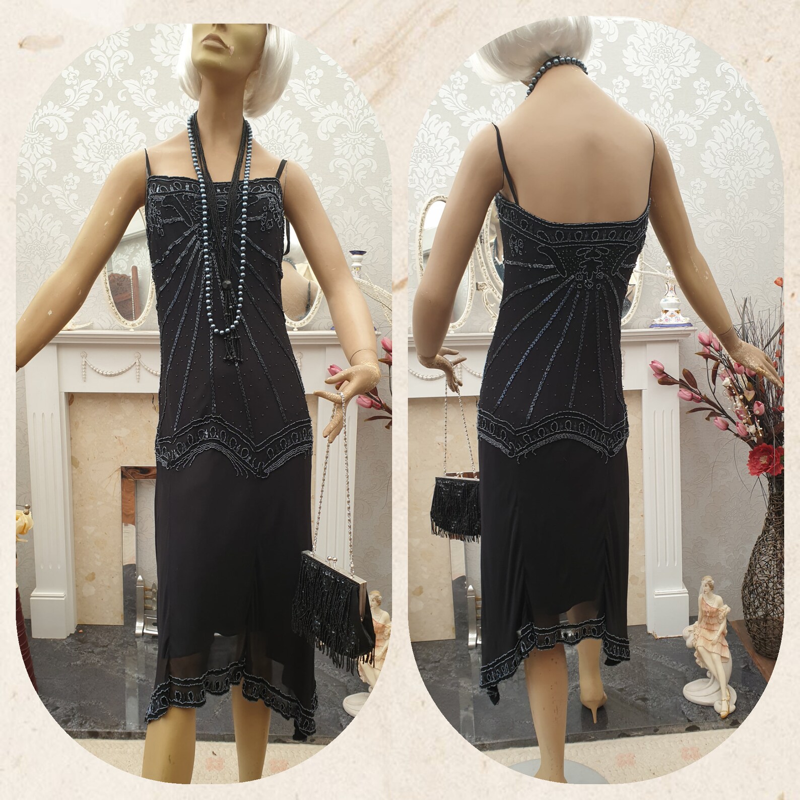 1920s Flapper Dress - Sequin Art Deco Gatsby Cocktail Dress With Sleeves - View #9