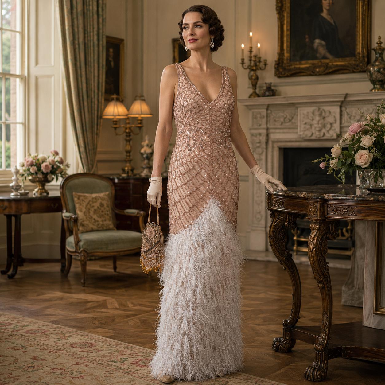 gatsby themed bridesmaid dresses Dress Size:UK XS (In-Rental) Charcoal Grey Suits Allure 18-802 Modest Prom