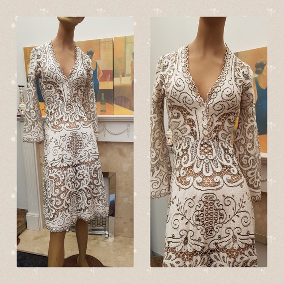Vintage Art Deco Cotton Lace Dress, Original Art D