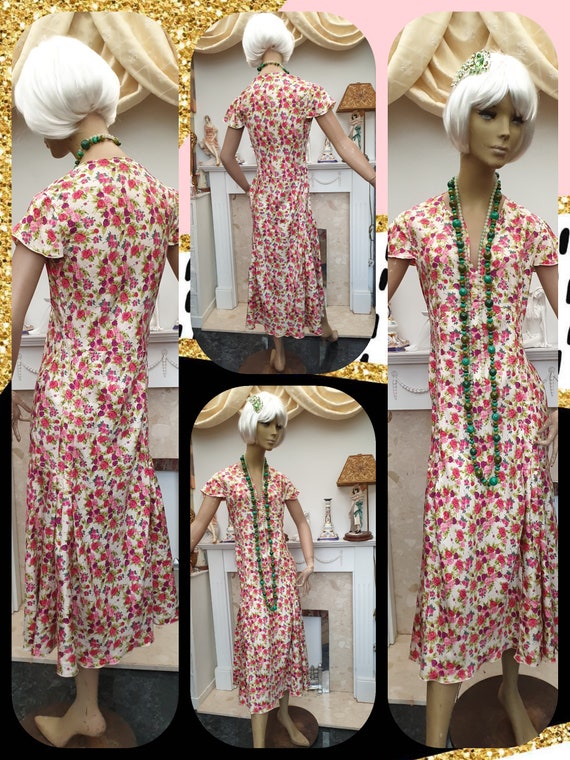 20's Flapper Dress Silk Floral Flapper Dress Drop… - image 10