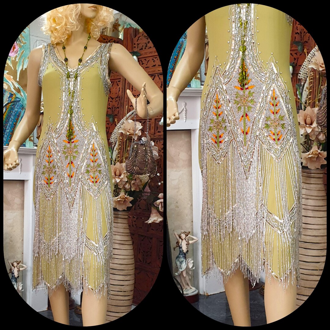 1920s Gatsby Flapper Dress - Sequin Embellished Mesh Fringe Dress For Themed Parties - View #7