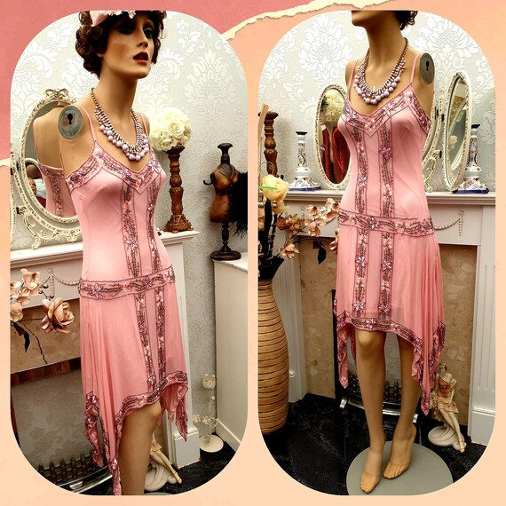 20's 30's Flapper Dress Art Deco Beaded Dress Drop