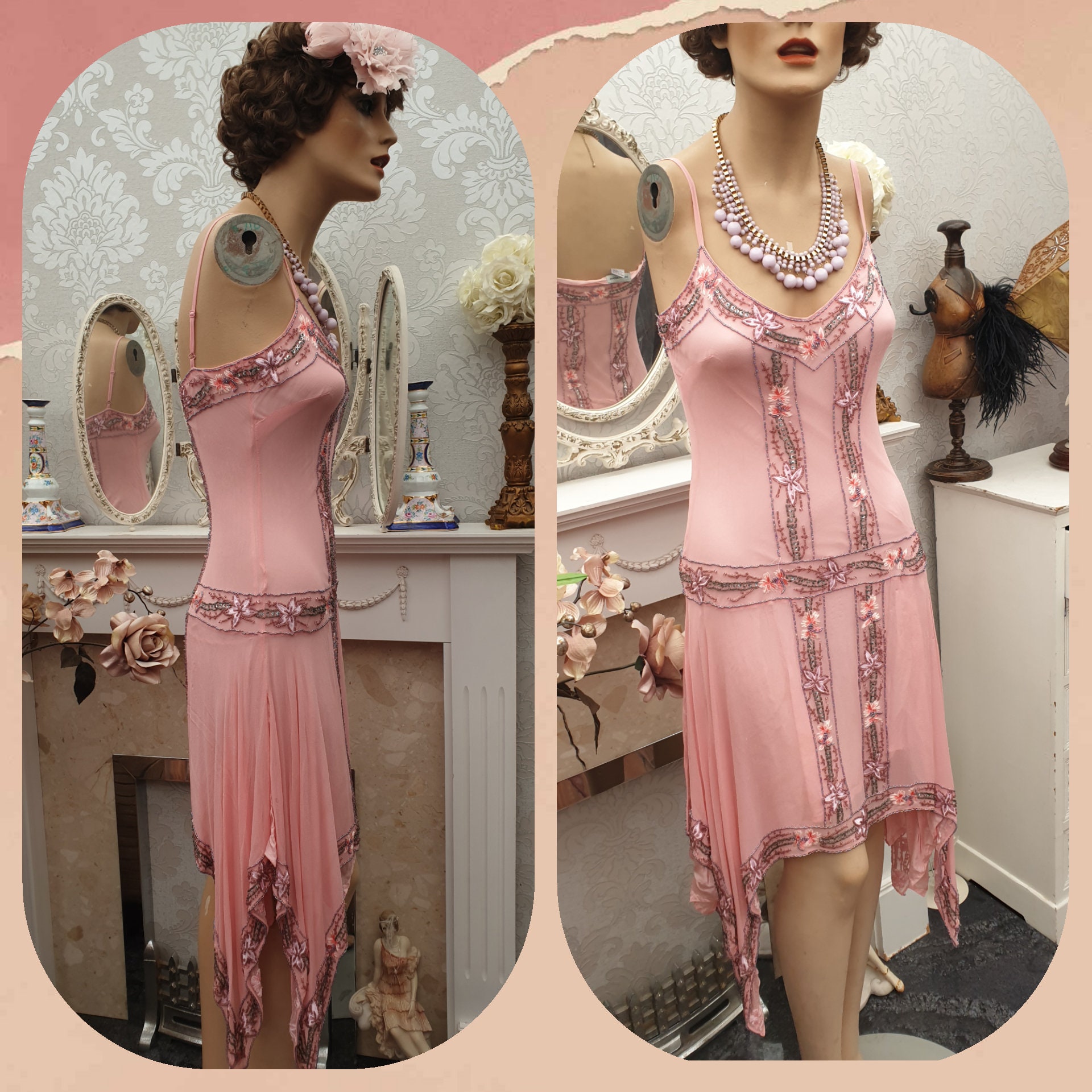 20's 30's Flapper Dress Art Deco Beaded Dress Drop Etsy UK