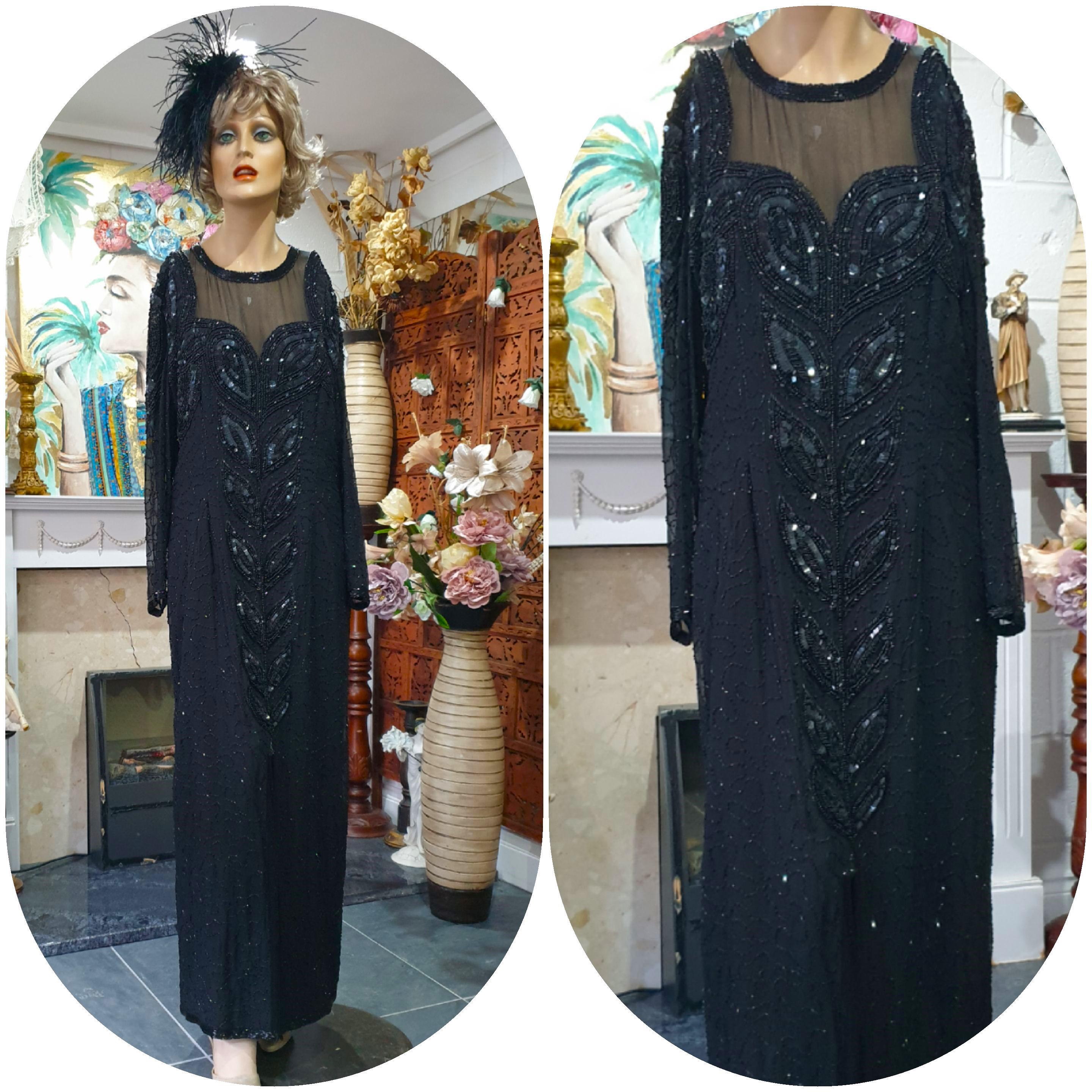 sachin and babi light blue dress Frank Usher 1980's Sequinned Black Evening Dress  UK