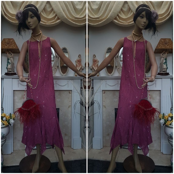 1920's Great Gatsby Flapper Dress Dropped Waist Be