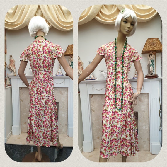 20's Flapper Dress Silk Floral Flapper Dress Drop… - image 7