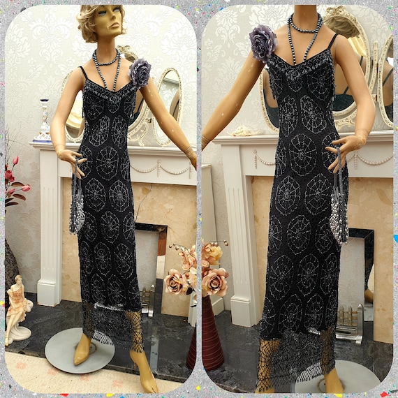 1930's Downton Abbey Formal Evening Dress, Spiderw