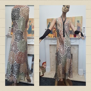 1930&#39;S Downton Abbey Silk Devore Dress, Bias cut Cocktail Dress, Garden Party Dress Size 14UK, 10US