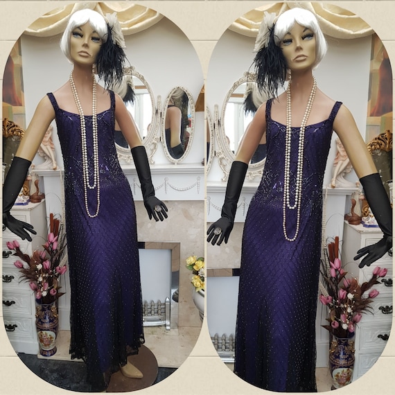 1920's Downton Abbey Formal Evening Dress Beaded M