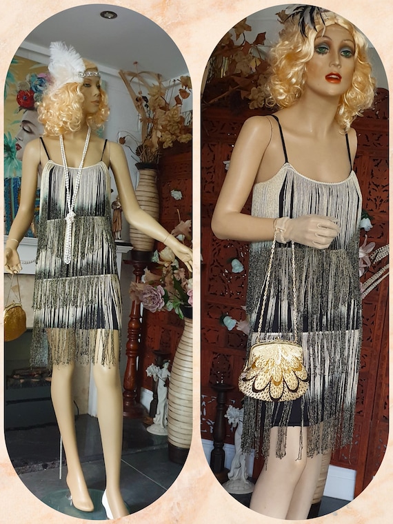 1920 Great Gatsby Charleston Flapper Dress Beaded Fringed Flapper Size 10UK 6US Etsy Canada