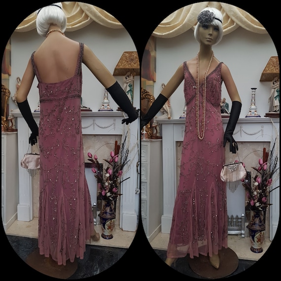 20's 30's Downton Abbey Formal Evening Dress Beade