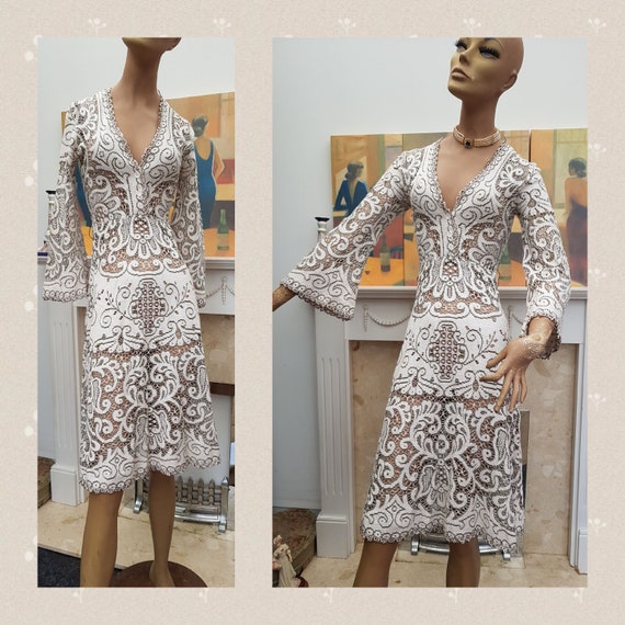 Vintage Art Deco Cotton Lace Dress, Original Art … - image 1