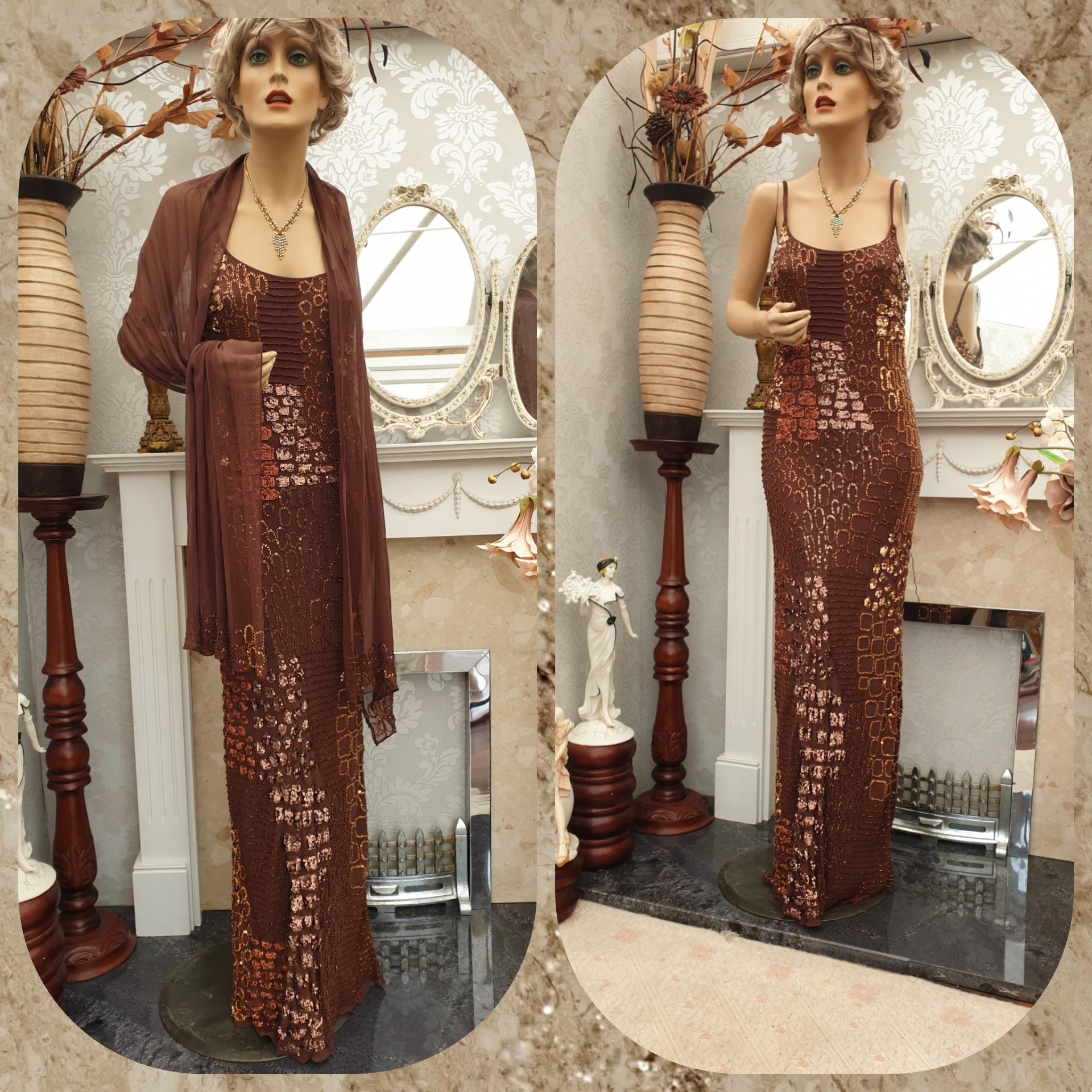 Bronze Brown Sequin Gown