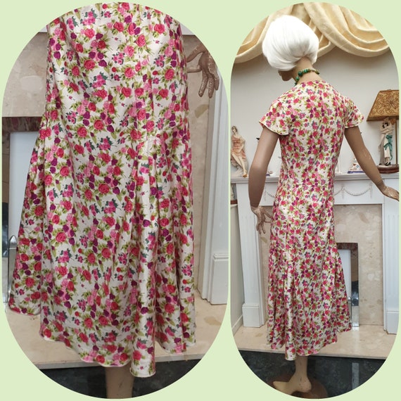 20's Flapper Dress Silk Floral Flapper Dress Drop… - image 4