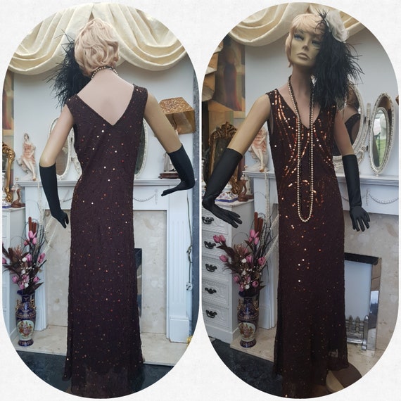 1920 Flapper Dress 30 s Art Deco Beaded Evening Dress Size 16UK 12US Etsy