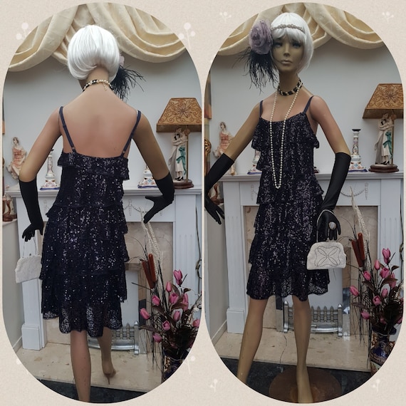 20's 30's Flapper Dress Frilled Flapper Dress Sequ