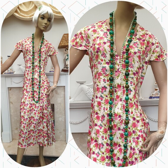20's Flapper Dress Silk Floral Flapper Dress Dropp