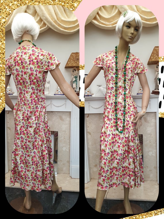 20's Flapper Dress Silk Floral Flapper Dress Drop… - image 9